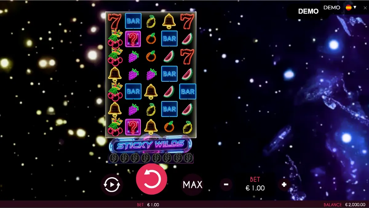 Interface neon vibrante do slot Turbo Fortune Cherryways com símbolos de frutas brilhantes