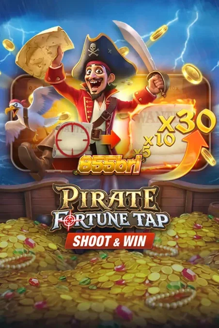 Interface de jogo do slot Pirate Fortune Tap com canhão e alvos marítimos